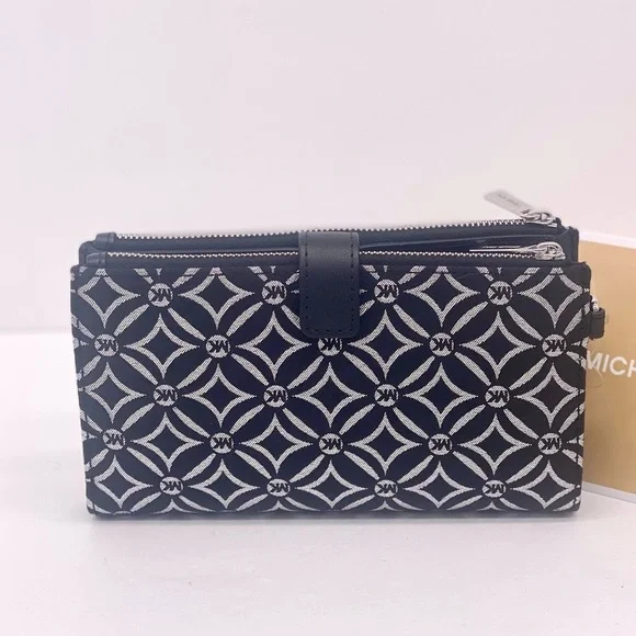 Michael Kors Double-Zip Wristlet-Wallet-PhoneHolder Black Multi